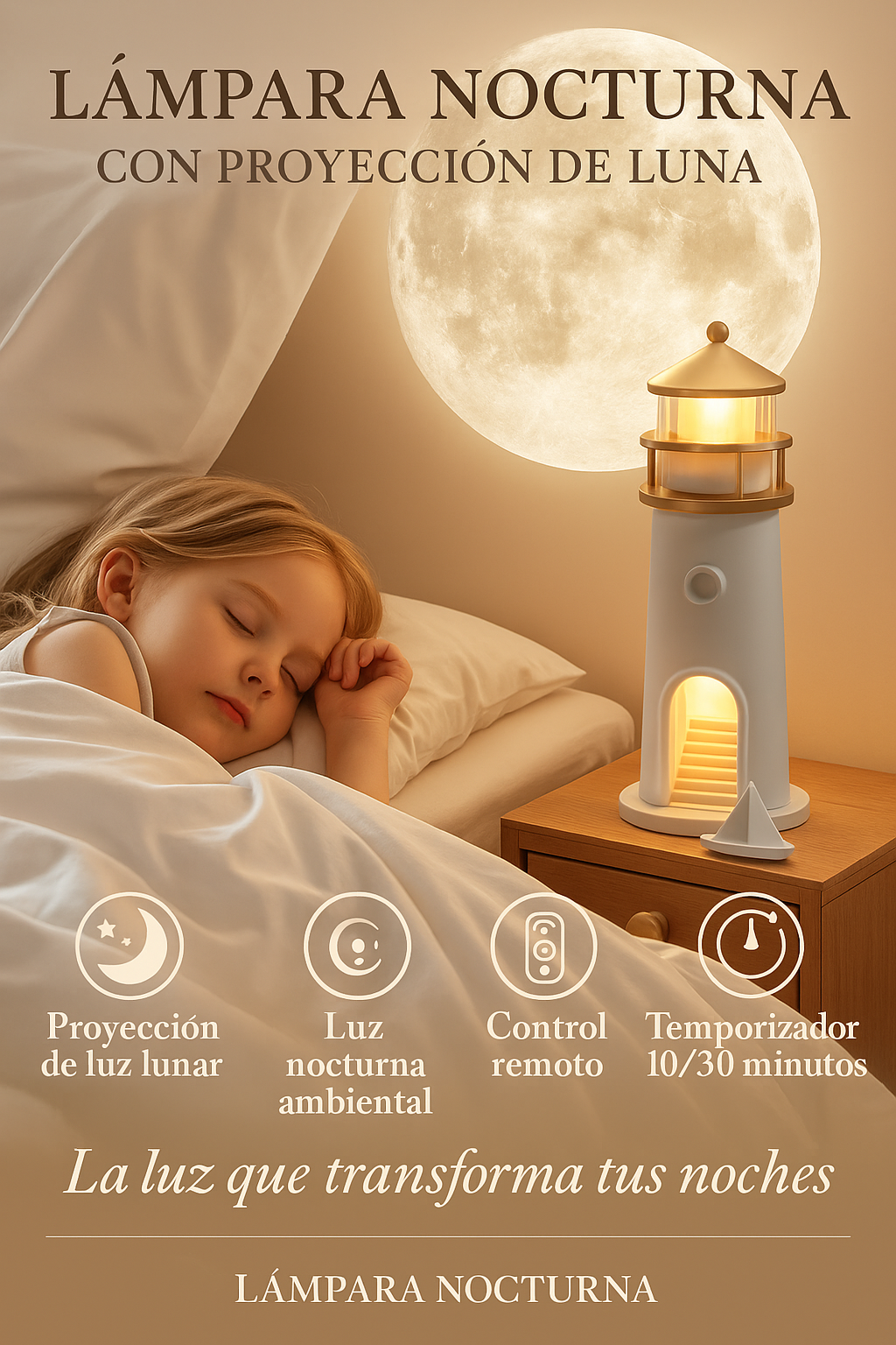 Faro Luna – Iluminación Decorativa con Bluetooth incorporado