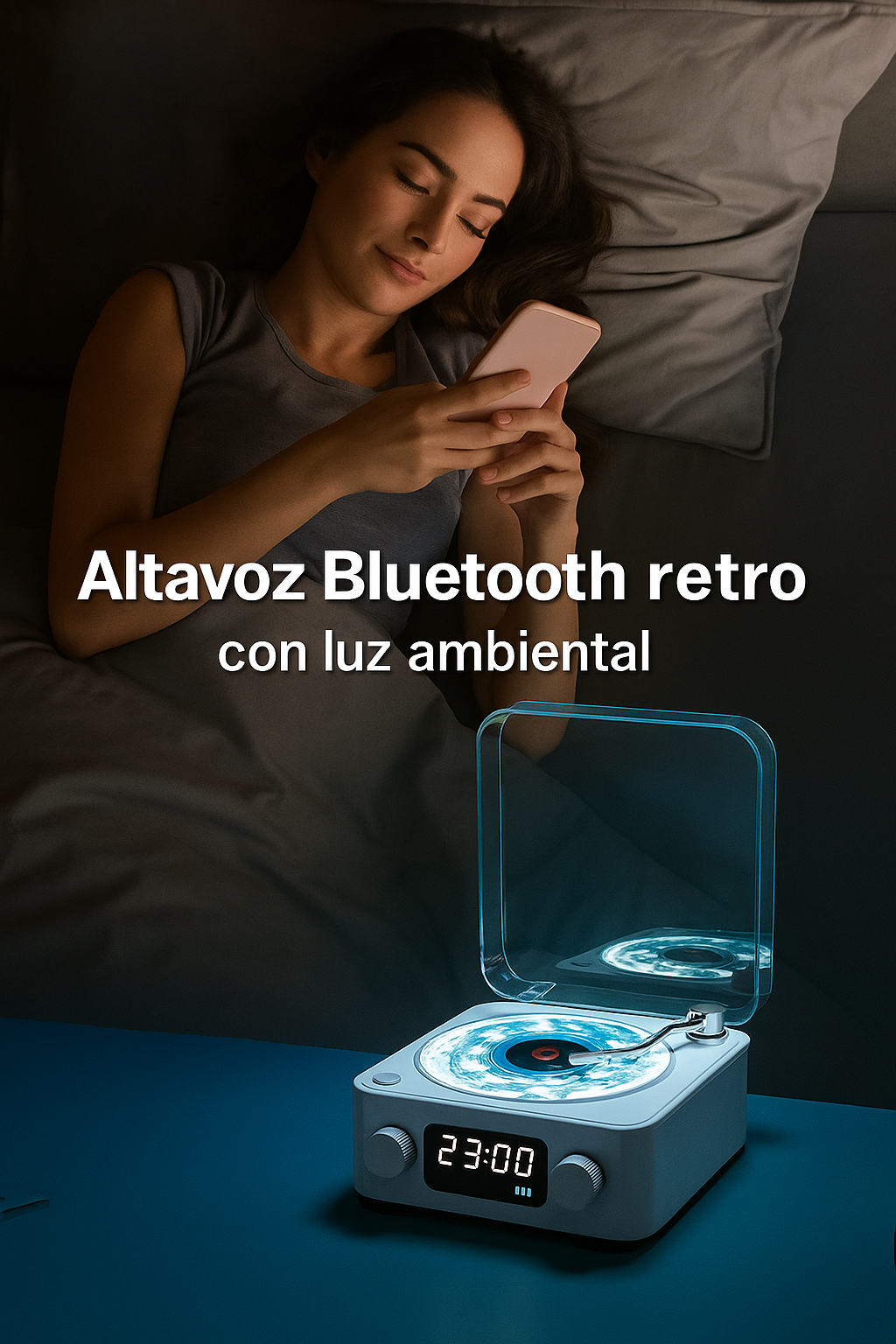 Tocadiscos Bluetooth – Iluminación &amp; Sonido Vintage